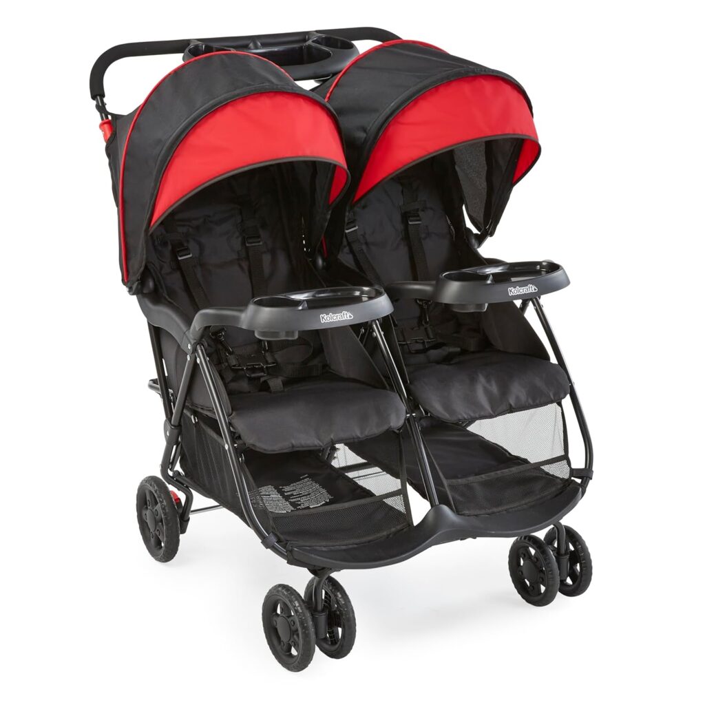 Side-by-Side Double Stroller – Red/Black